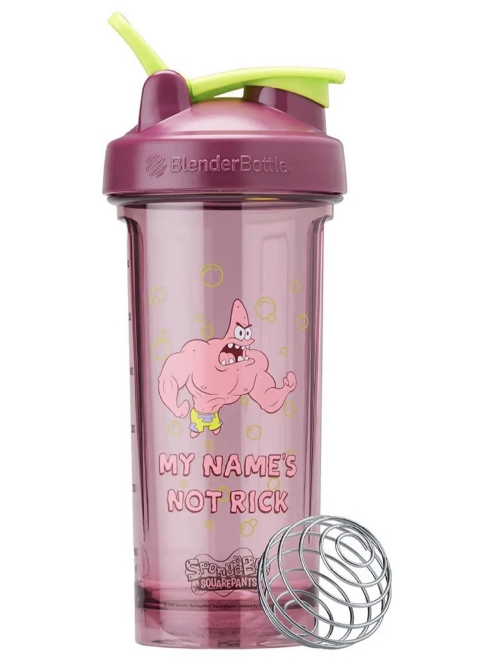BlenderBottle Pro 28oz Spongebob Shaker – Red, “My Name’s Not Rick” Design
